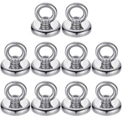 FINDMAG 40 LBS(18KG) Magnetic Hooks Super Strong 10PACK 40LBS, Silver