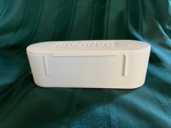 Band Aid Plastic Container Box Hinged Lid Empty Storage White
