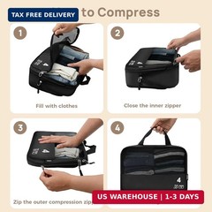 7 Set Compression Packing Cubes for Travel, Luggage Organizer Bags for Suitcases