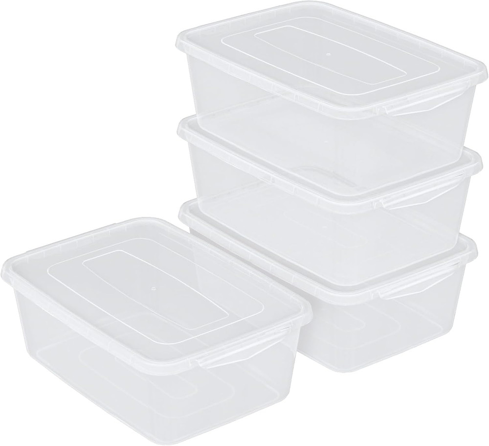 Clear 14 Quart Pizza Dough Proofing Bin – 4 Pack Latching Storage Containers