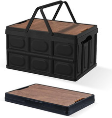 Collapsible 30L Storage Bins with Lids & Handles – Stackable & Portable Black Cr
