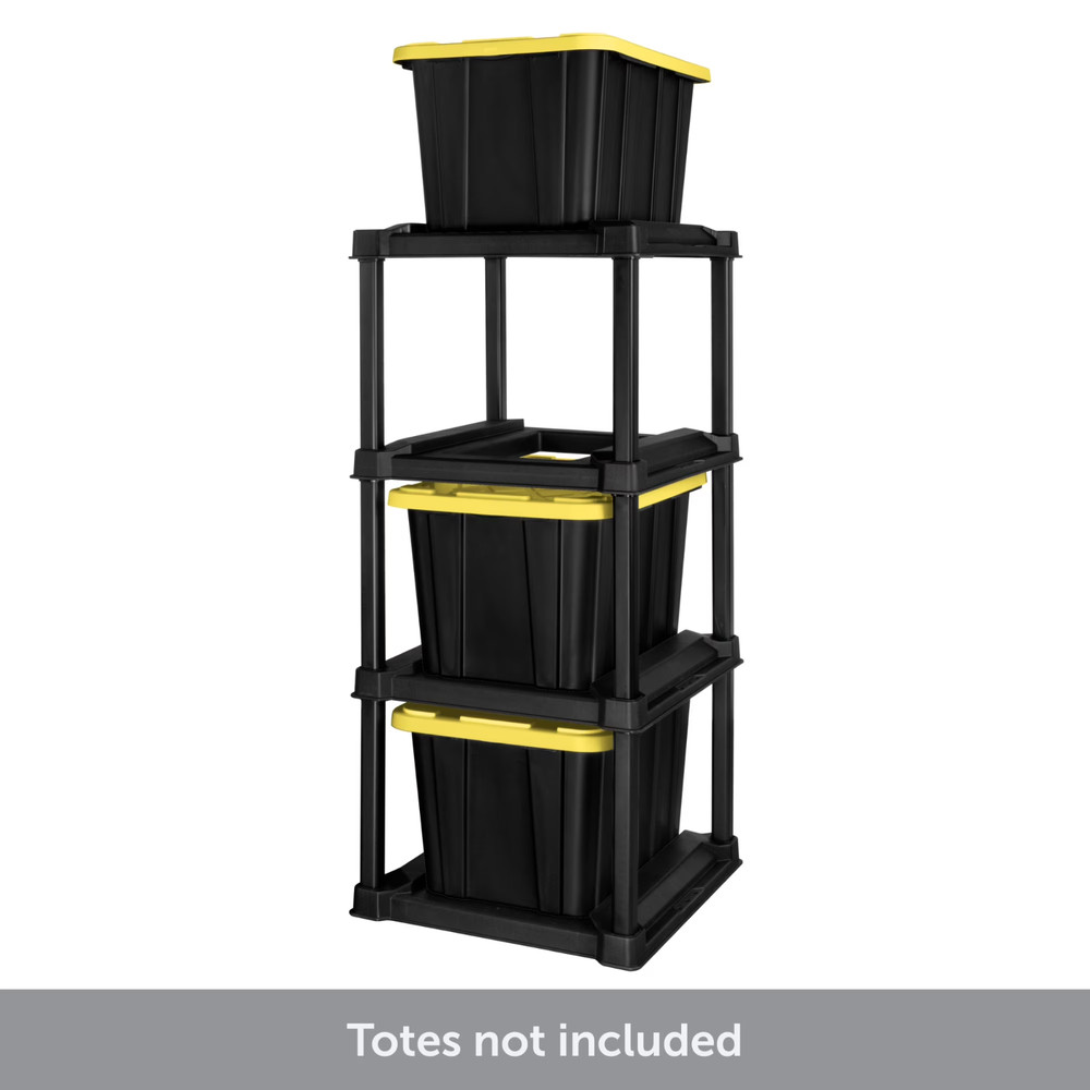 Sterilite 4 Tier Tote Rack, Holds Four 27 Gallon Industrial Storage Totes