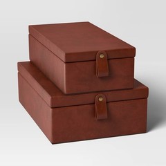 Faux Leather Storage Box Set