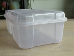 Vintage Rubbermaid Keepers Snap Case Shoe Box Clear Pink &Purple Hinged Lid 2281