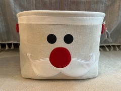 TMKIDS Santa Face Christmas Storage Basket Toy Bin Fabric Organizer Holiday Deco