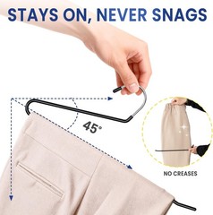 Open Ended Pants Hangers – Non Slip Heavy Duty Metal Hangers 10 Pack – Space
