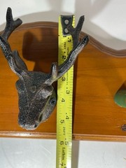 VTG Folk Art Shotgun Shells Deer Head Antlers Wall Mount Coat Jacket Wood Rack