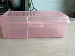 Vintage Rubbermaid Keepers Snap Case Shoe Box Clear Pink &Purple Hinged Lid 2281
