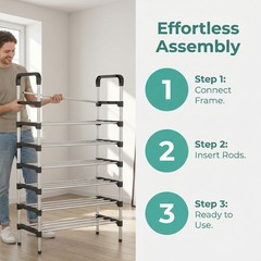 7-Tier Multifunctional Metal Shoe Rack Organizer for Entryway,Hallways,Bedrooms