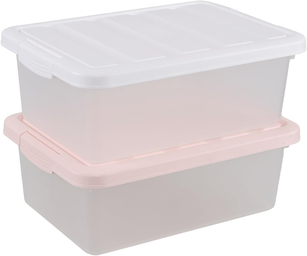 2-Pack 14 Quart Latching Plastic Storage Bins with Lids for Organizing