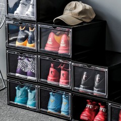 4-12Pcs Clear Plastic Shoe Storage Boxes Black&White Stackable Sneaker Organizer