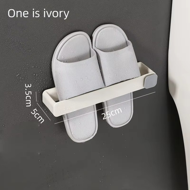 Bathroom Slipper Shelf No Punching Wall Mounted One Piece Shoe Rack Space Saving