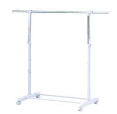 Adjustable Metal Rolling Garment Clothes Rack, Chrome & White