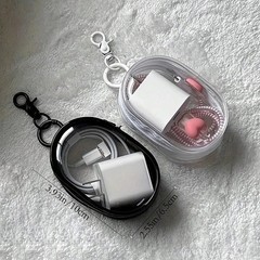 Mini Clear Zipper Storage Bag Keychain PVC Organizer Case for Earphones Chargers