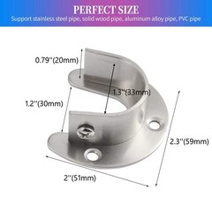 2 Pack Heavy Duty Stainless Steel Closet Rod Brackets Holder for 1-1/4″ Rods
