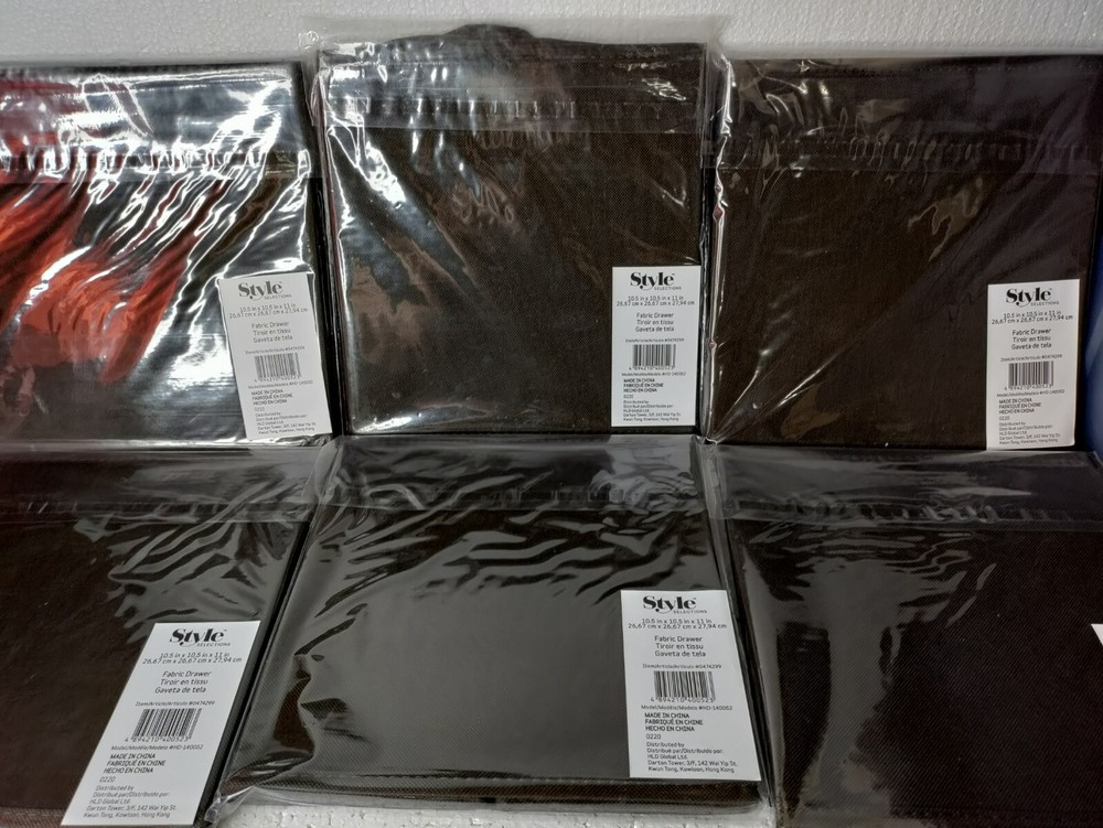 Set Of 6 Style Selections 10.5×10.5×11 inches Fabric Drawer BIN Dark Brown