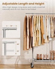 Heavy Duty Clothing Rack – Metal Clothes Rack Load 450 Silver Single Rod – L
