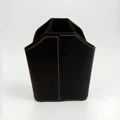 Unbranded Black Faux Leather Spinning Remote Control Holder Desk Organizer Only