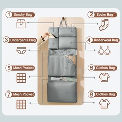 Packing Cube Organizer, Portable Collapsible Hanging Travel Storage Case Bag