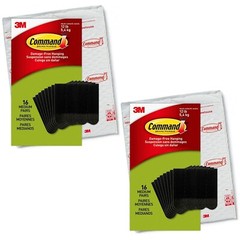 2 Packs 3M Command Medium Picture Hanging Strips Black Max 12 lb (Total 32 Pair)