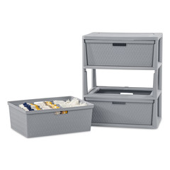 Sterilite Wide 3 Drawer Tower, Plastic Storage Organizer with Removable