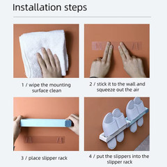 Bathroom Slipper Shelf No Punching Wall Mounted One Piece Shoe Rack Space Saving