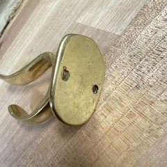 Lot of 6 Gold Polished Metal Traditional Wall Mounted Double Coat Hooks 4 in