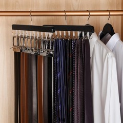 20 Hooks 2 in 1 Belt Tie Hanger for Closet Max 30 Belts with 30 Ties Capacity, B