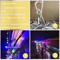 120PCS Christmas Light Clips Gutter Clips Hooks String Lights Clips Mini White