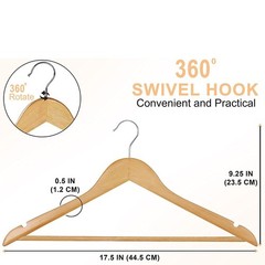 Wooden Hangers Pack of 20 & 60 & 100 Suit Hangers Premium Natural Finish Home US