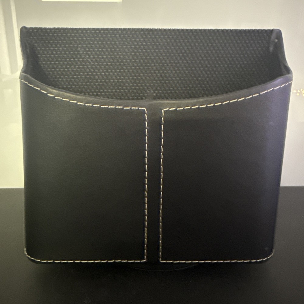 Heavy Black Faux Leather Spinning Remote Control Holder/Desk Organizer