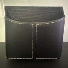 Heavy Black Faux Leather Spinning Remote Control Holder/Desk Organizer