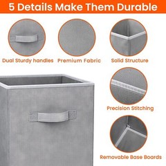 Criusia Storage Cubes – 11 Inch Heavy Duty Fabric Medium -11 inches, Grey