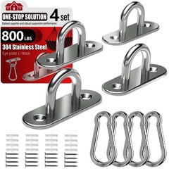 304 Stainless Steel Pad Eye Snap Hooks, M6 Heavy Duty Ceiling Hooks, 800 lb C…
