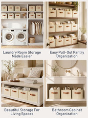 Large 6 Pack Fabric Storage Baskets for Organizing Closet, Collapsible Bins 14″x