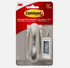 2 Packs 3M Command 1 Large Designer Hook & 2 Adhesive Strips Per Pack Max 5 lb