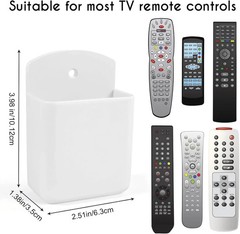 2 Pack White Remote Control Holder, Self adhesive Wall Mount Storage Box for TV