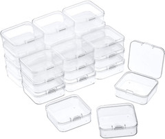 24 Packs Small Clear Plastic Beads Storage Containers Box2.12 X 2.12 X 0.79 Inch