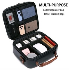 Electronics Travel Organizer Large Electronic Accessories Cable Leather Case