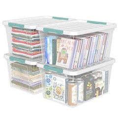 Idotry 35 Qt Stackable Latching Box Plastic Storage Container w/ Lid, 4/6Packs