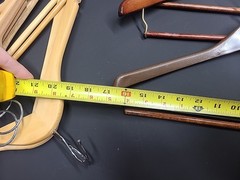 Lot – 9 Vintage Wooden & Plastic Suit Hangers – Dark Cherry & Maple Tones