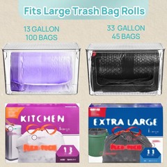2 Pack Trash Bag Holder, Stackable Garbage Bag Dispenser for 13/30/33 Gallon Bag