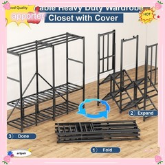 Premium Quality 66 in Portable Closet Wardrobe Clothes Storage Organizer w/Cover