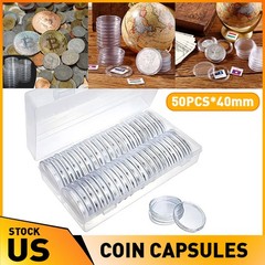 Coin 50 Clear Plastic Holder Capsules Silver Dollar Morgan Silver Dollar 40MM