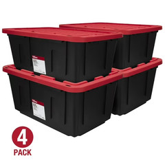 (Pack of 4) Hyper Tough 27 Gallon Large Storage Bin with Snap Lid