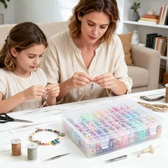 FODIENS Bead Organizer Box, 72 Pcs Mini Clear Bead Storage with Hinged Lid an…