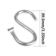 32 PCS 1.5-inch 304 Stainless Steel S-Hooks Heavy Duty M3 Mini Hangers