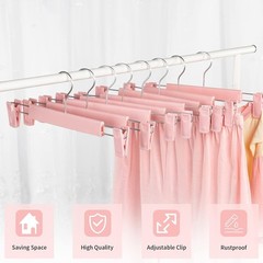 10 Pack Skirt Hangers Pants Hangers with Clips 360 ° Swivel Hooks Space Pink