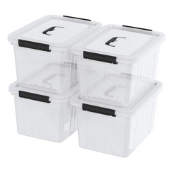 Knifefish 4-Packs Clear Plastic Storage Containers Boxes Bins, 18 L Medium