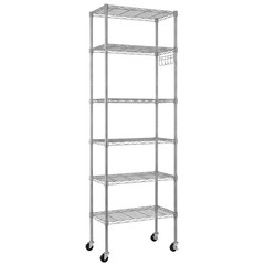 6 Tier Wire Shelving Unit 65″ x 21″ x 12″ Storage Shelf Standing w/ Wheels Hook